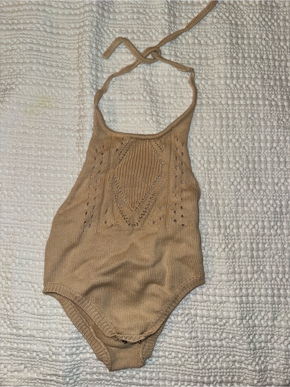 Neutral Knit Halter One-Piece Bodysuit for Kids
